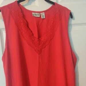 Chico's Vibrant Red Sleeveless Blouse with Lace Detail